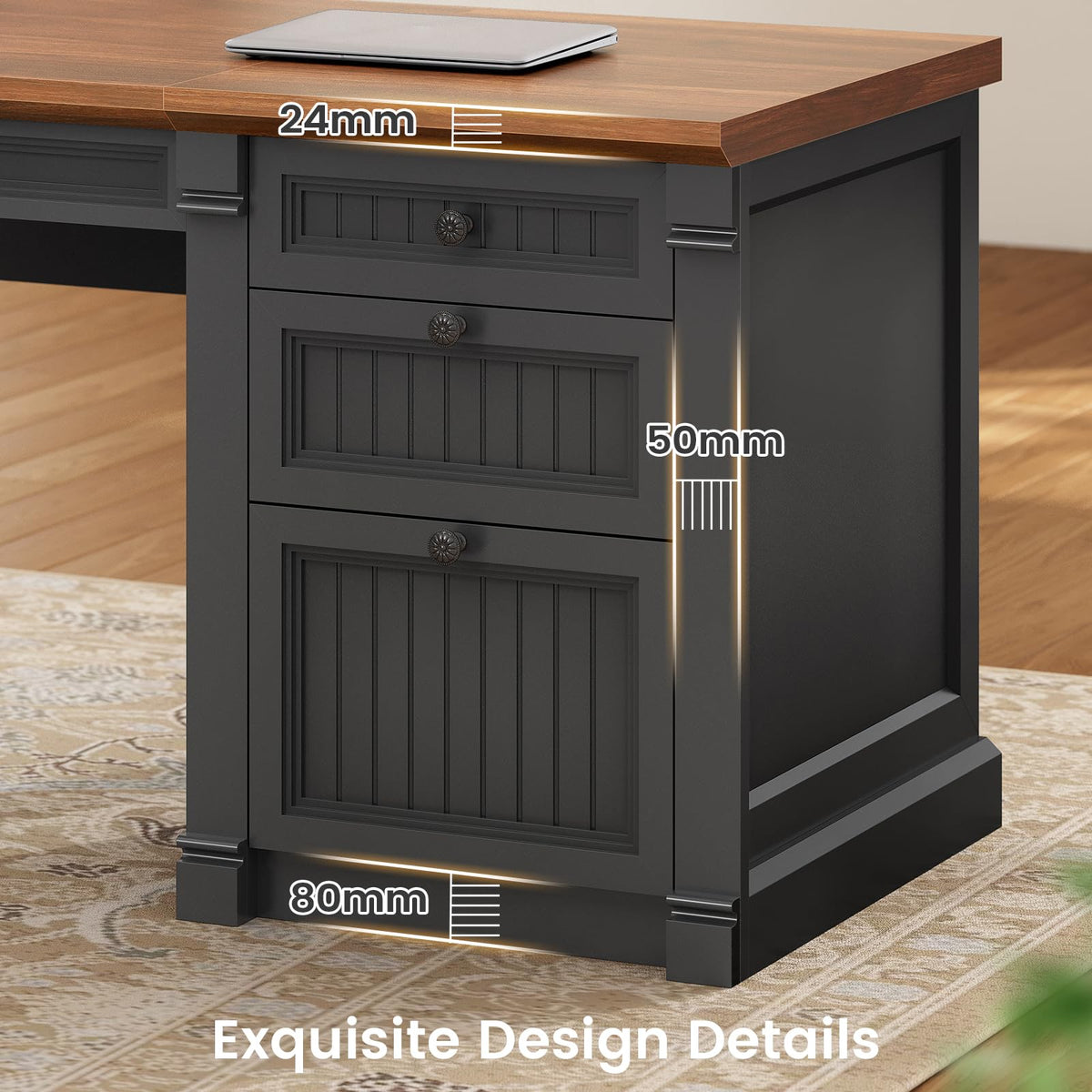 L Shaped Office Desk with 4 Drawers U613