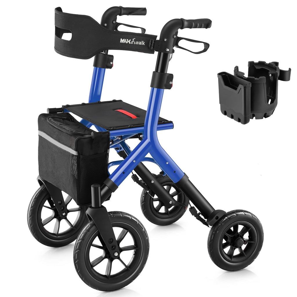 Blue Foldable Tall Walker with Seat K844266