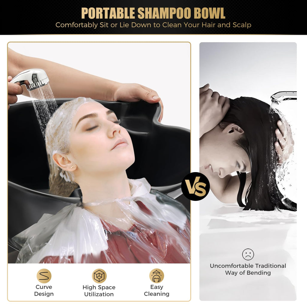 Portable Shampoo Bowl with Electric Pump, Height Adjustable Hair Washing Station B49131