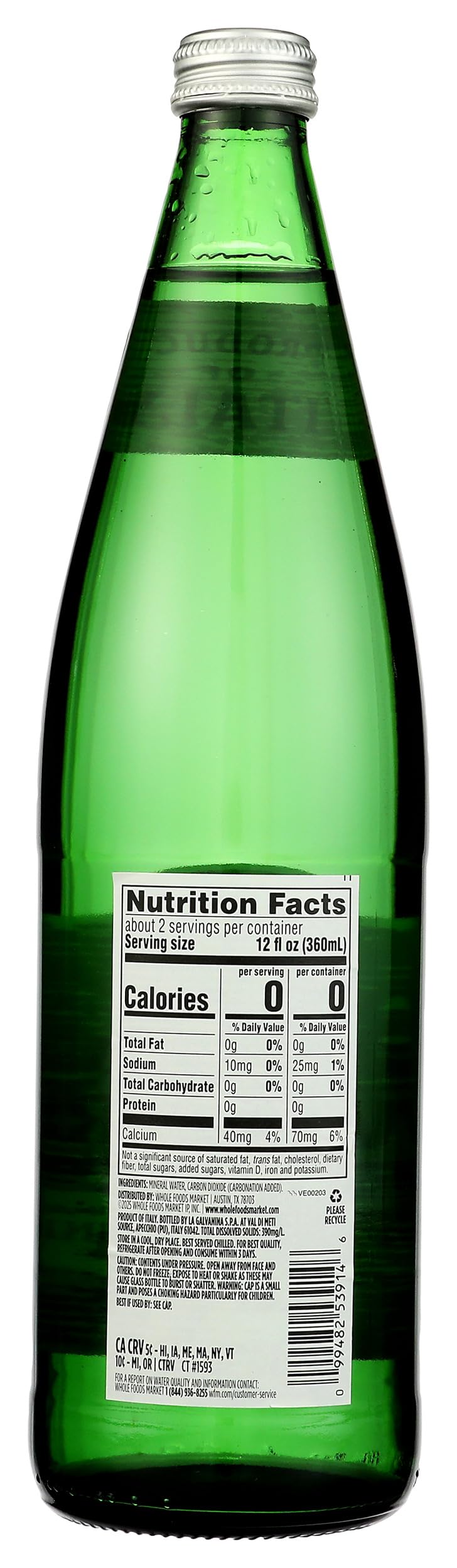 Unflavored Italian Sparkling Mineral Water C576