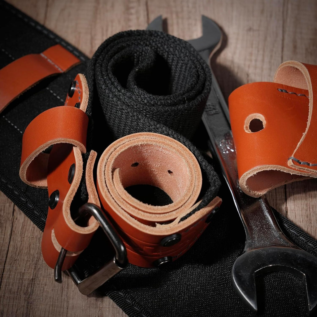 Top-Grain Leather Tool Belt With Suspenders R59958