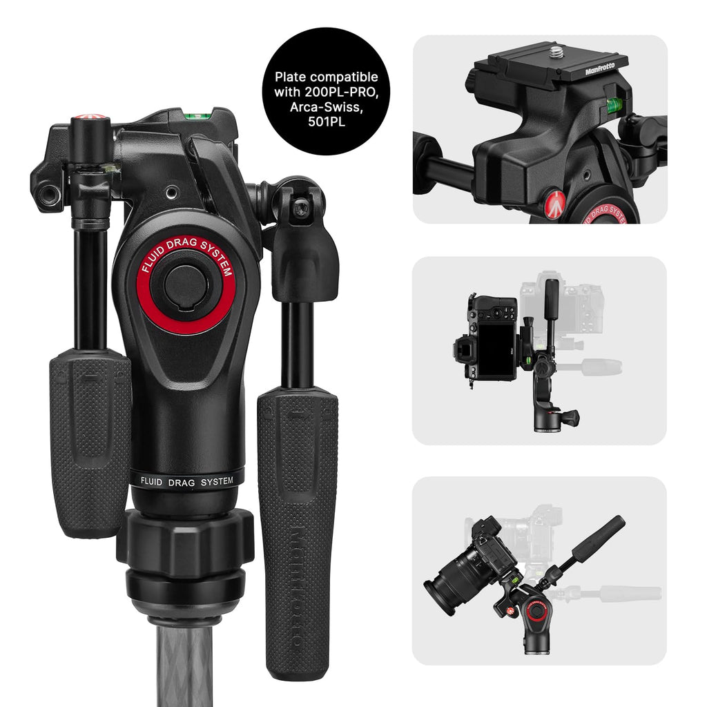 Carbon Fibre Travel Tripod Kit with 3-Way Fluid Head N108