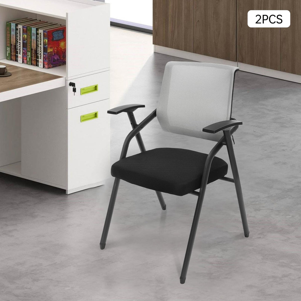 Grey Mesh Back Stacking Arm Chairs A12832