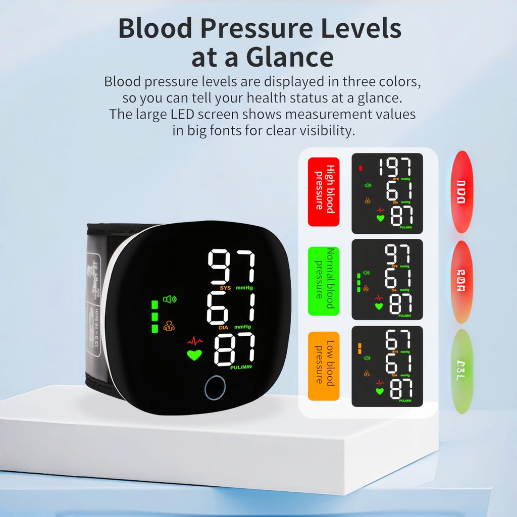 Wrist Blood Pressure Monitor with LCD Display and Voice Guide D7284