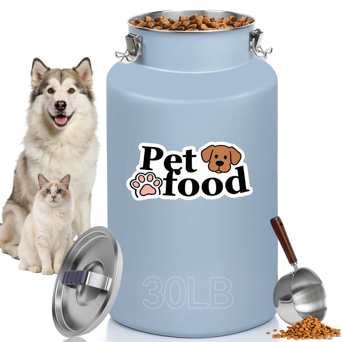 Stainless Steel Dog Food Storage Container with Scoop F8354