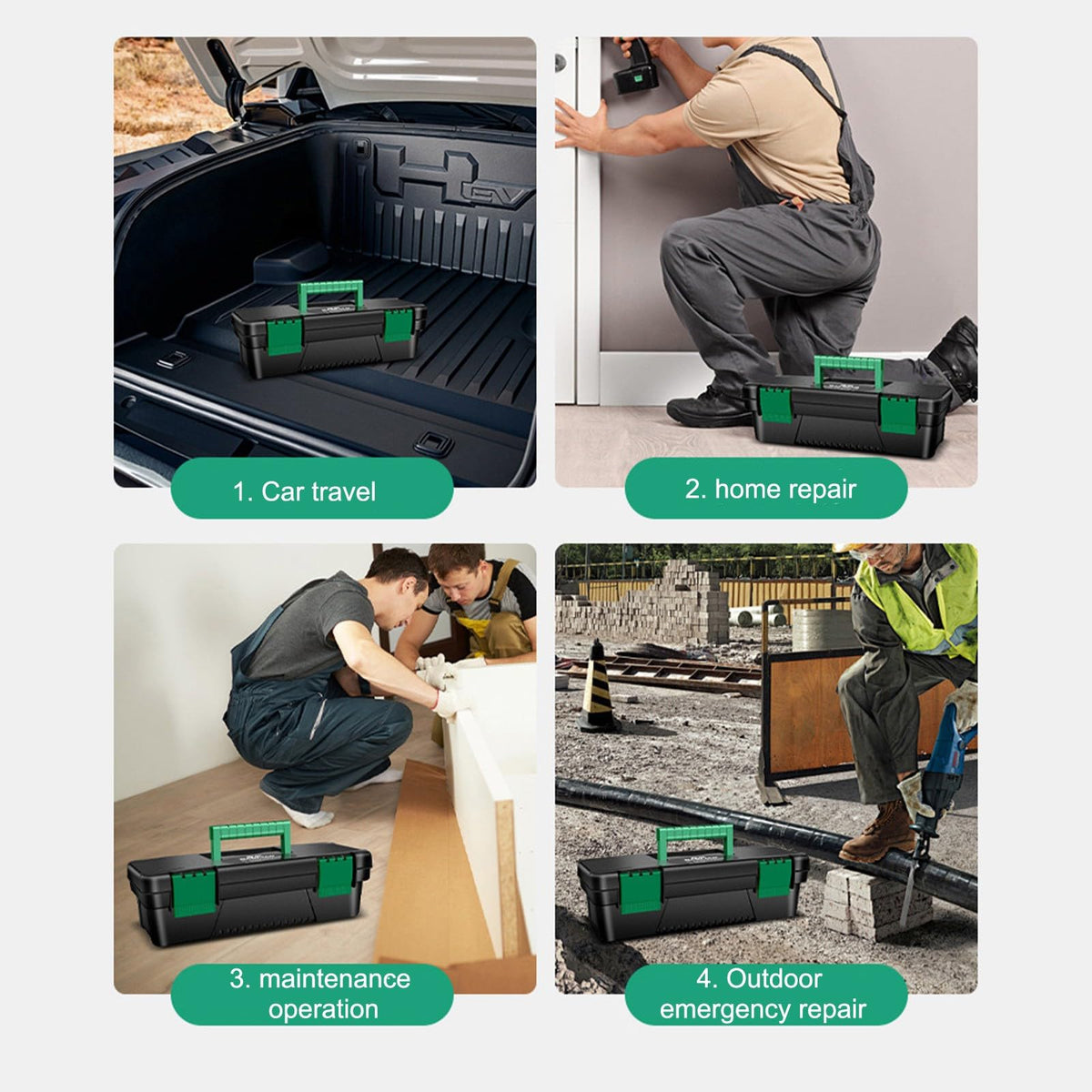 10-inch Plastic Tool Box with Handle and Removable Tray B13379