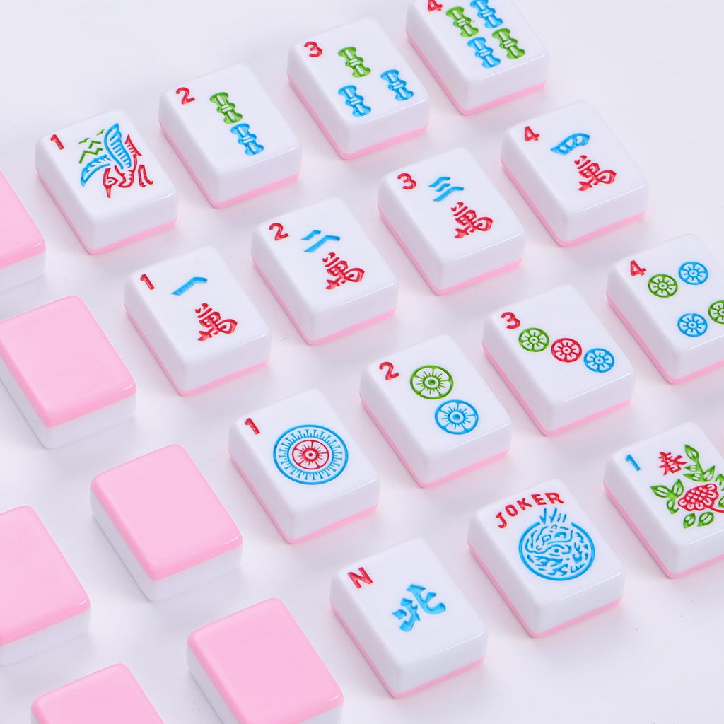 166 Pink Mahjong Set with Bag and 4 Racks T934639