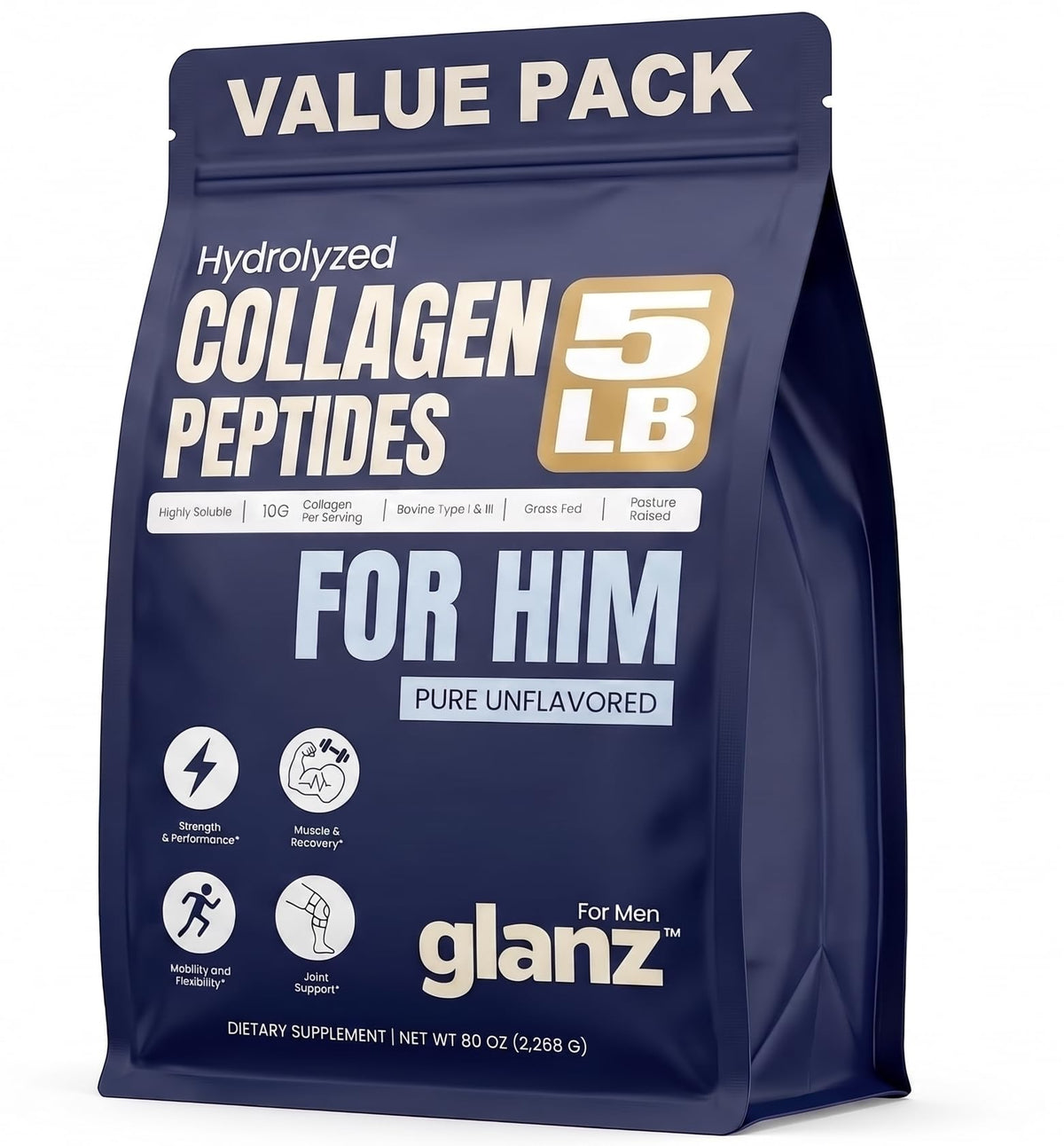 Collagen Peptides Hydrolyzed Powder Unflavored 5 lb Y5961