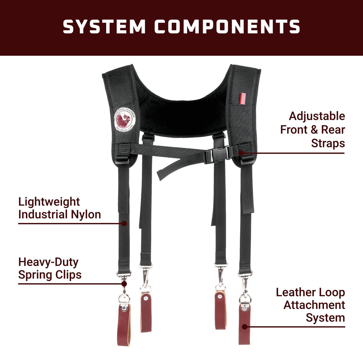 Leather Suspenders with Pockets M3994
