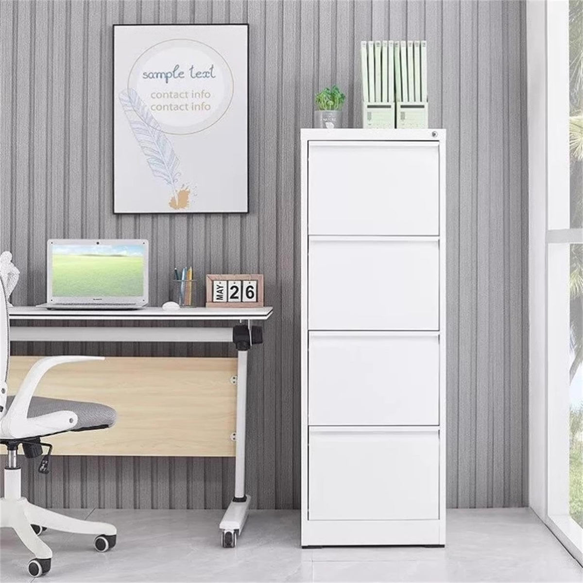 4 Drawer Vertical Metal File Cabinet with Lock P560117