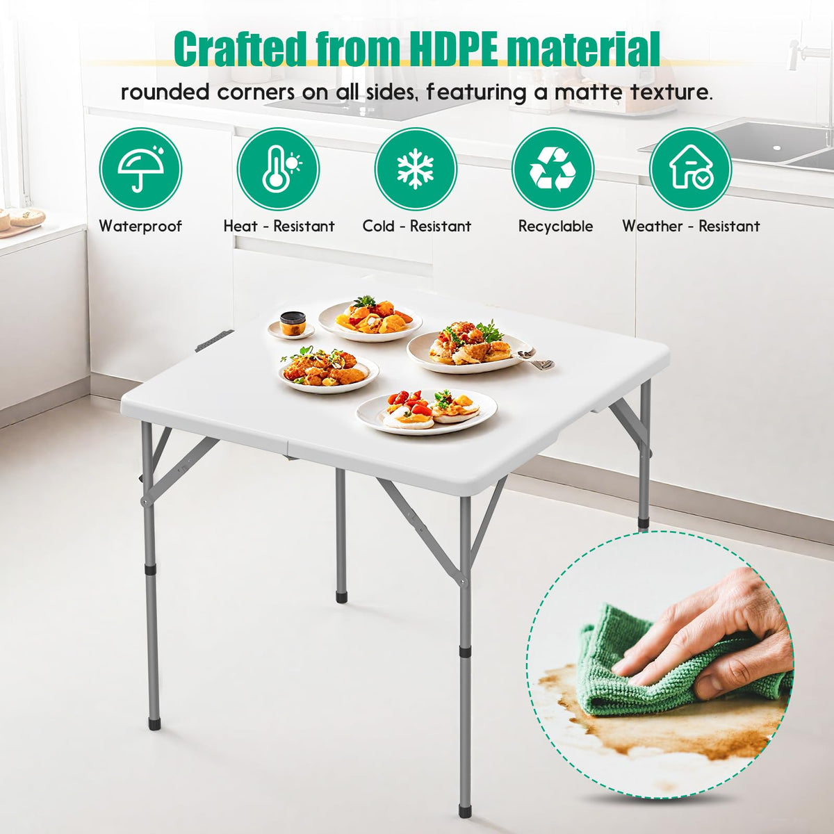 Square Folding Card Table 2 Pcs D870