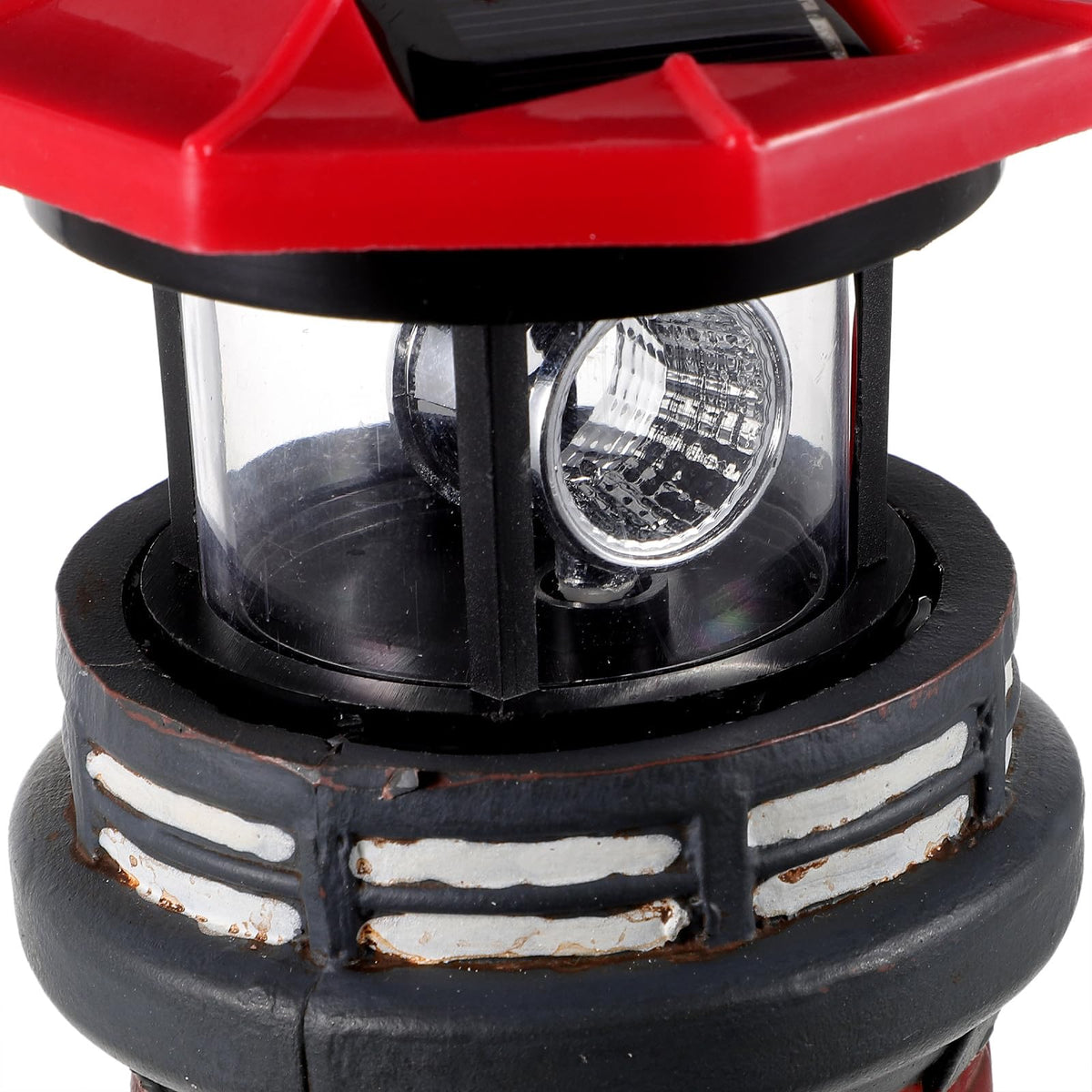 Solar Lighthouse Statue with LED Light 14.76 Inch Red E996468