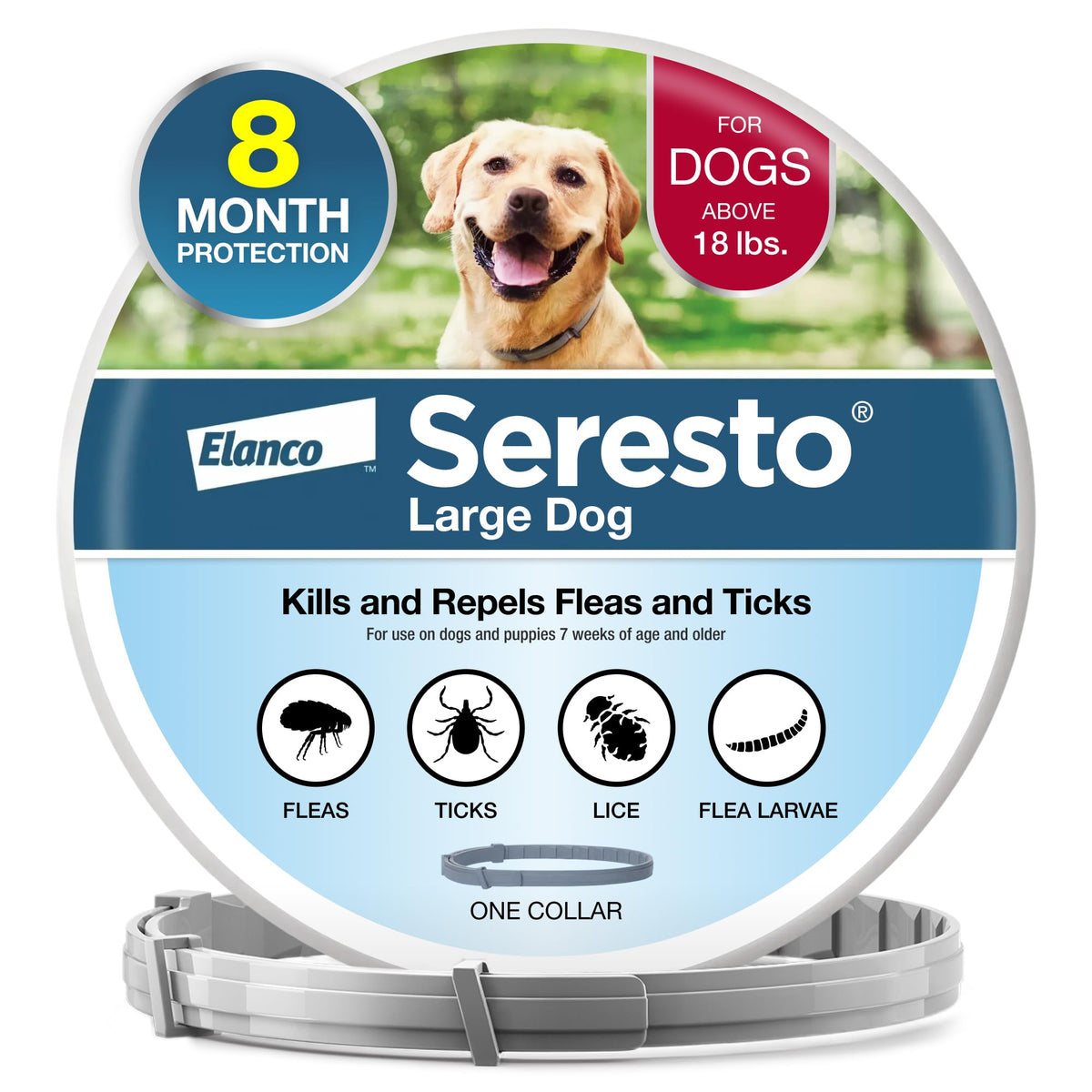 8-Month Flea & Tick Collar for Large Dogs Over 18 lbs K13472
