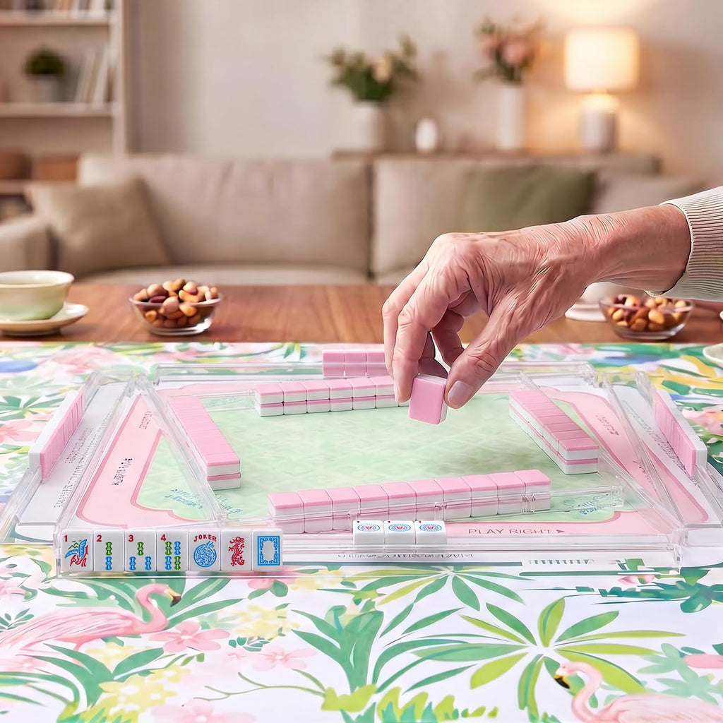 166 Pink Mahjong Set with Bag and 4 Racks T934639