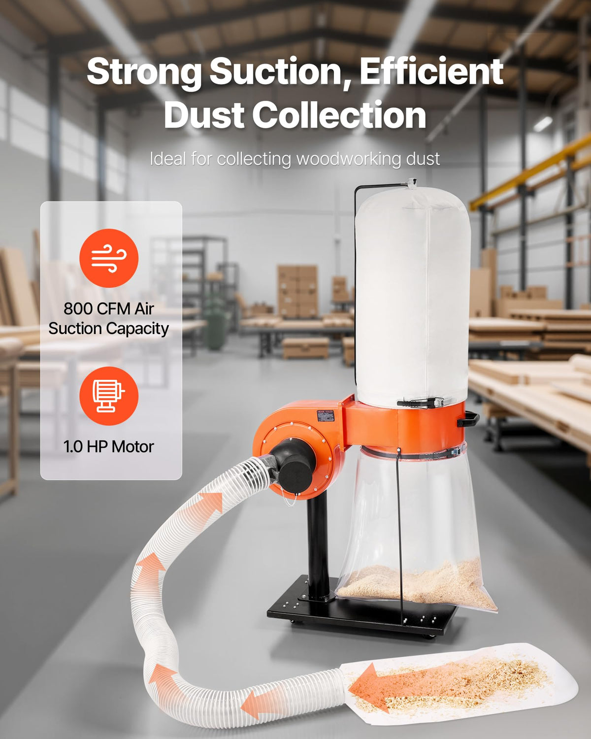 800 CFM 2.5 Micron 1HP 16-Gallon Dust Collector S4984