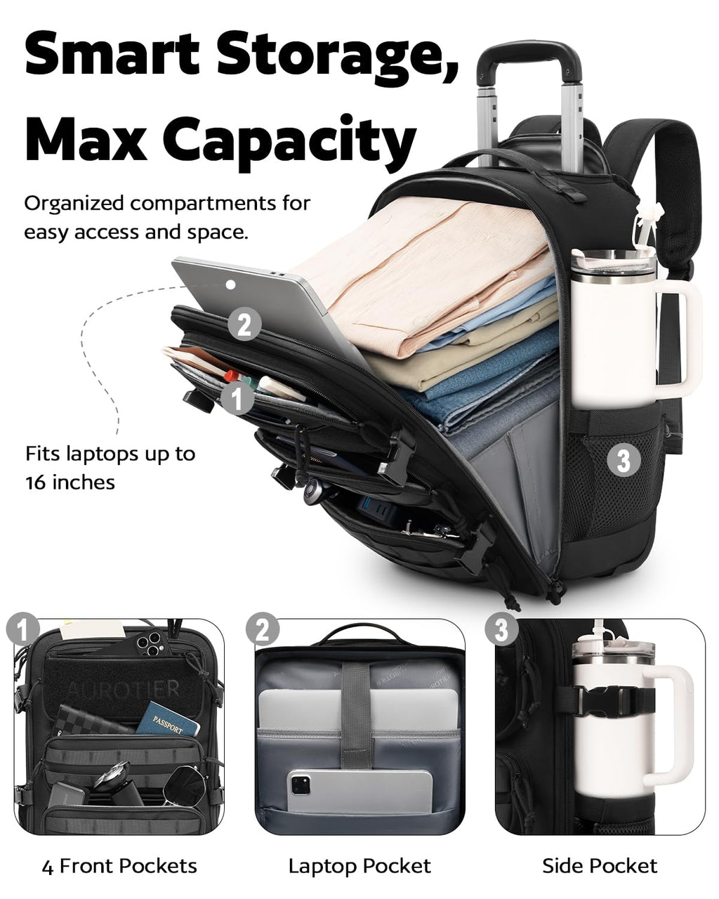 Rolling Wheeled Laptop Backpack A991044