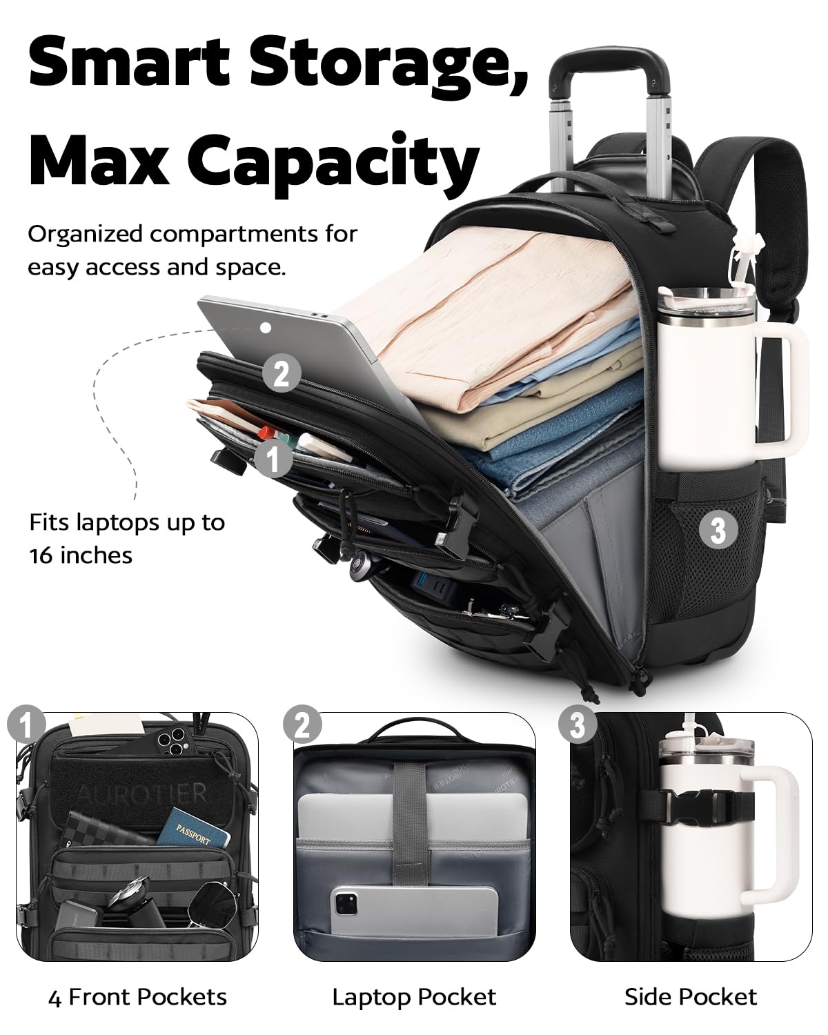 Rolling Wheeled Laptop Backpack A991044