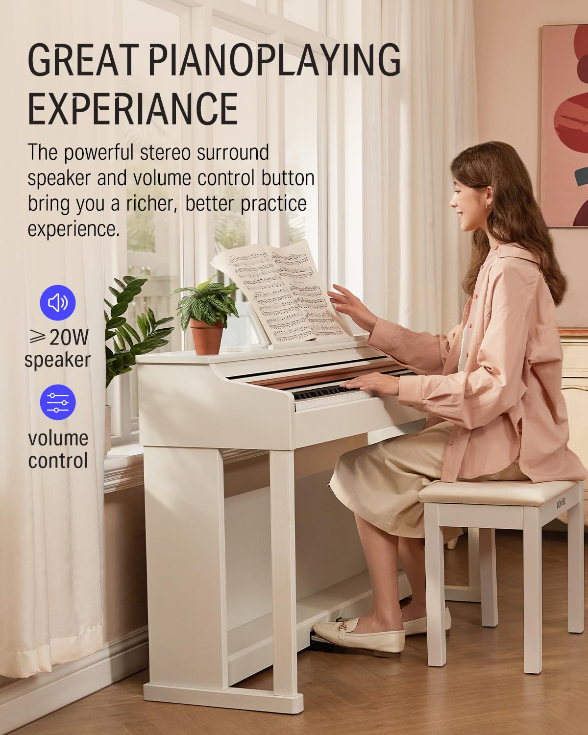 88-Key Weighted Action Digital Piano with Furniture Stand E847812