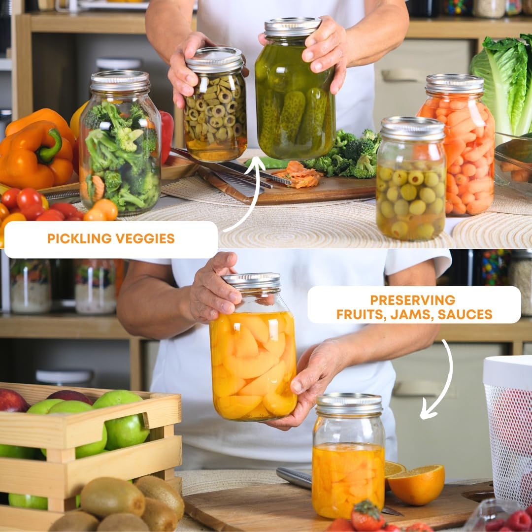 16 oz Regular Mouth Mason Jars Pack of 6 with Airtight Metal Lids X828254