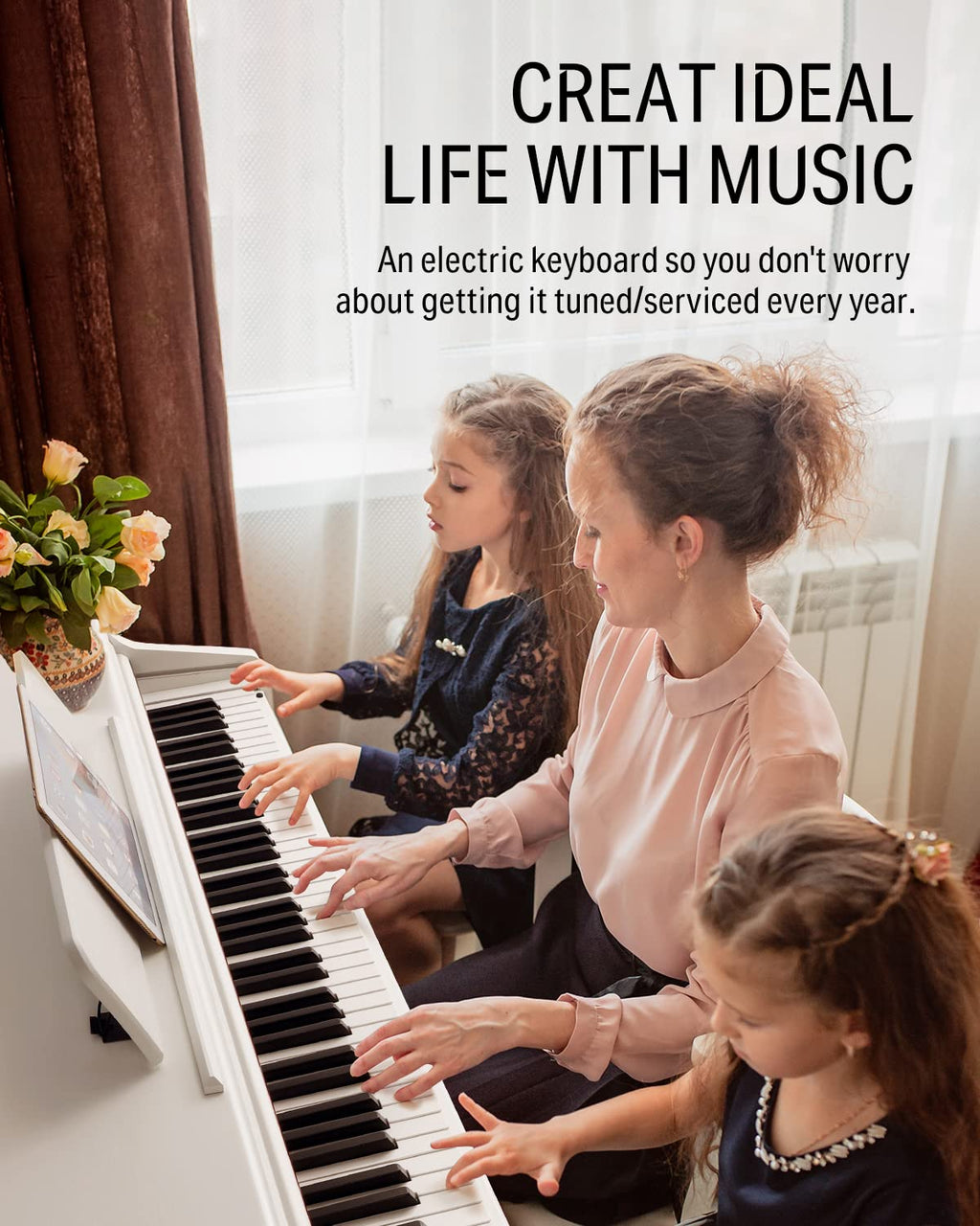 88-Key Weighted Action Digital Piano with Furniture Stand E847812