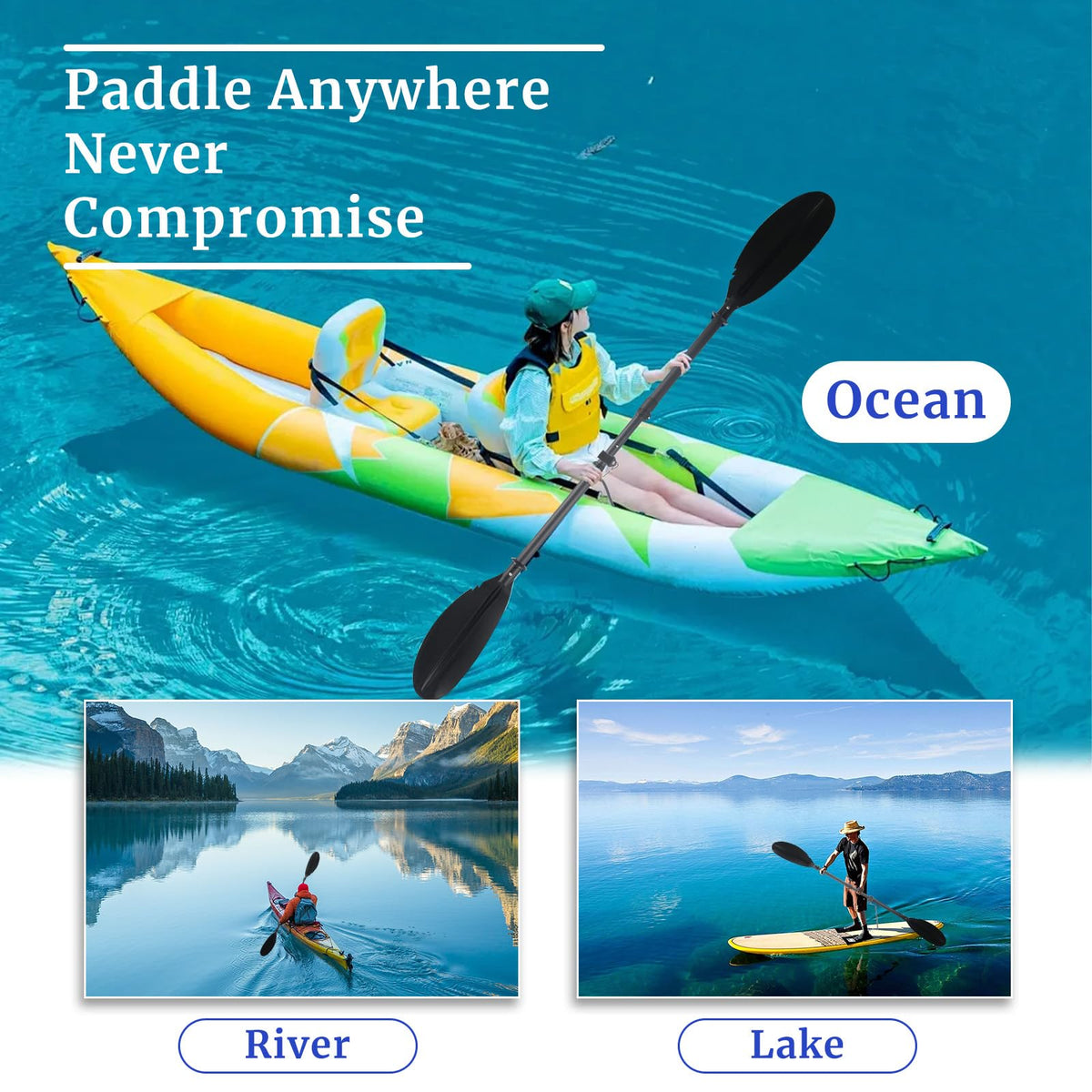 Adjustable Kayak Paddle with Paddle Leash D4404
