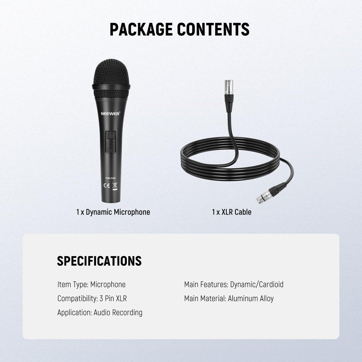 Cardioid Dynamic Microphone with XLR Cable X56799