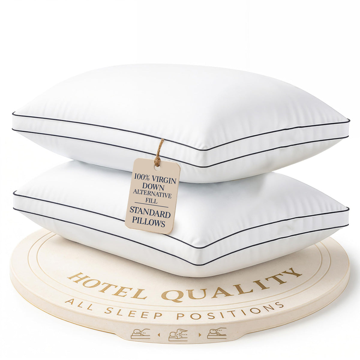 Standard Size White Bed Pillows Set of 2 T887