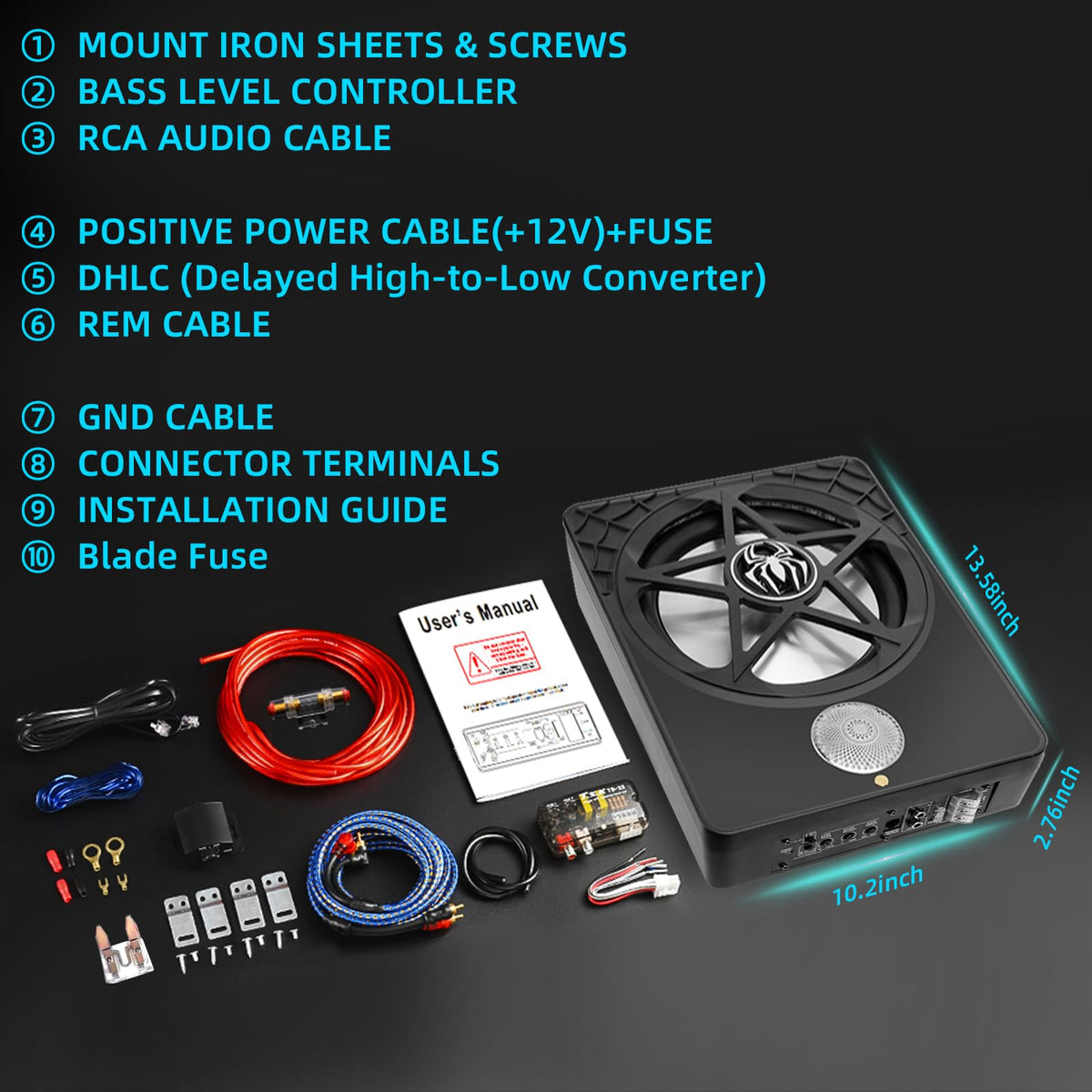 10" Powered Under Seat Subwoofer with Amp Y996