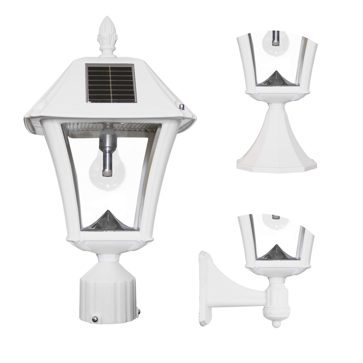 White Outdoor Solar Post Light with 3 Mounting Options T250746