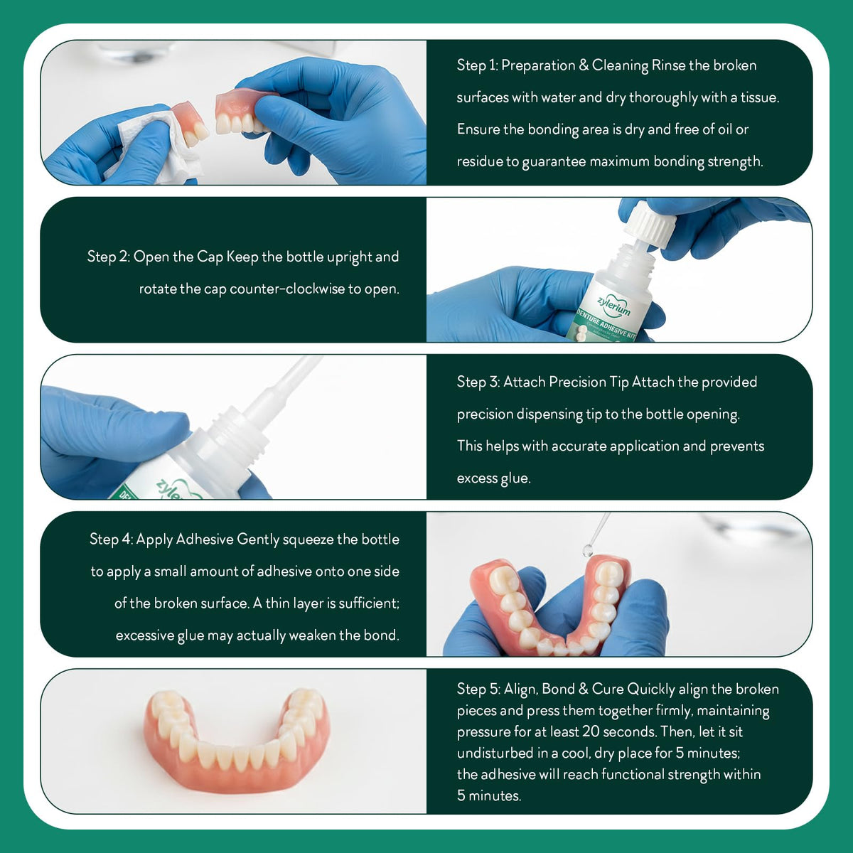 Denture Repair Kit Dental Glue 0.7OZ U3962