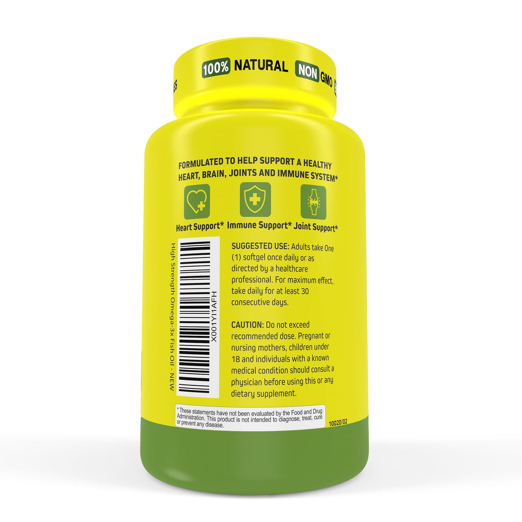 Omega 3 Fish Oil 1250mg Lemon Flavor 180 Softgels Y172
