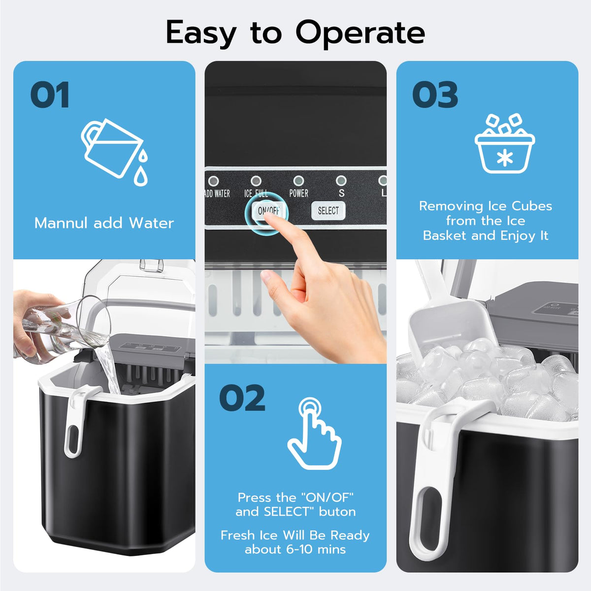 Black 26Lbs/24H Countertop Ice Maker X38213