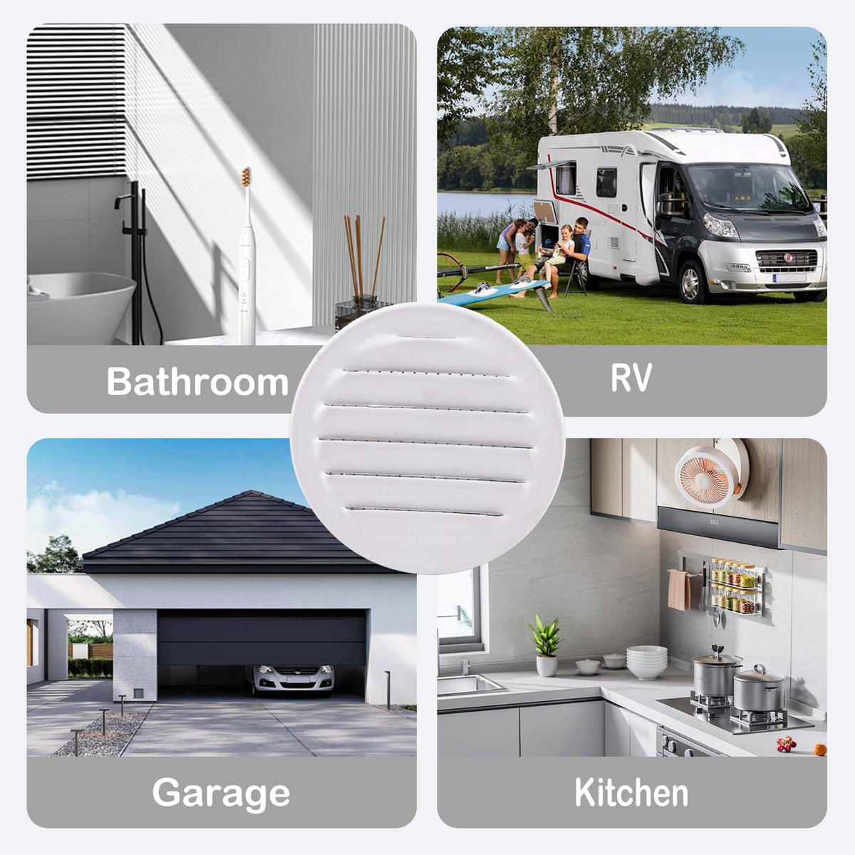 Round Aluminum Louver with Debris Screen, 2 Inches, White, 6-Pack Y744987