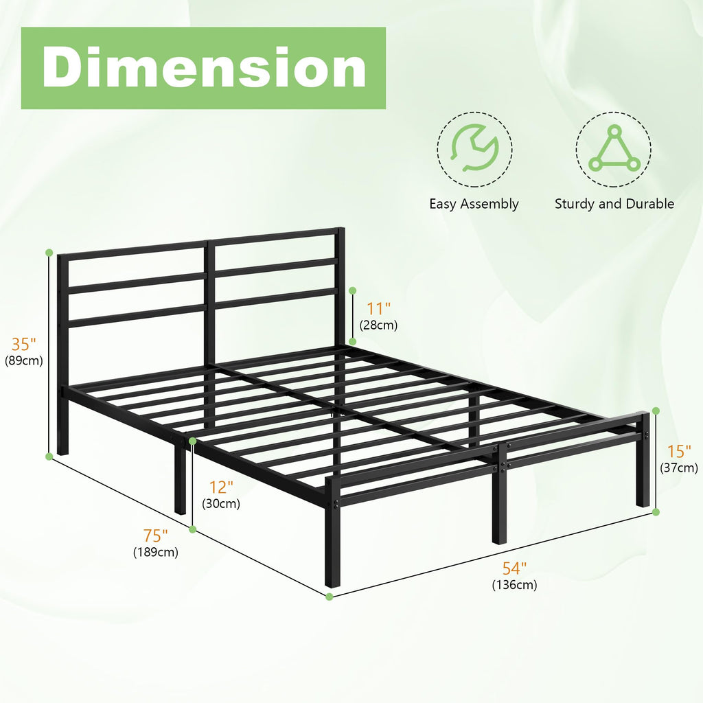 12 Inch Full Size Bed Frame with Headboard and Footboard B10440