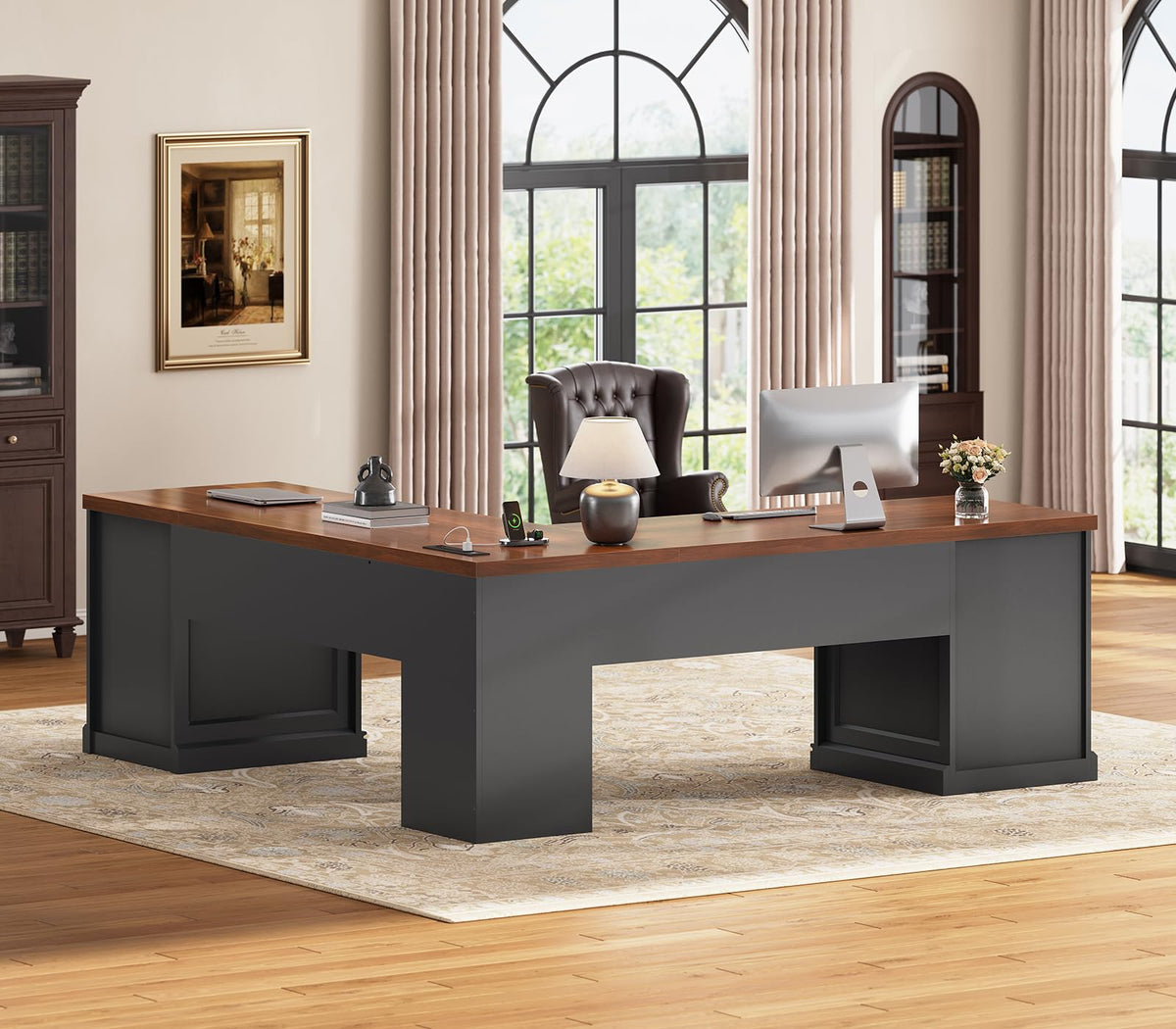 L Shaped Office Desk with 4 Drawers U613