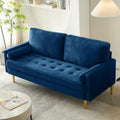 Navy Velvet 2-Seater Loveseat Sofa with Metal Legs Z909