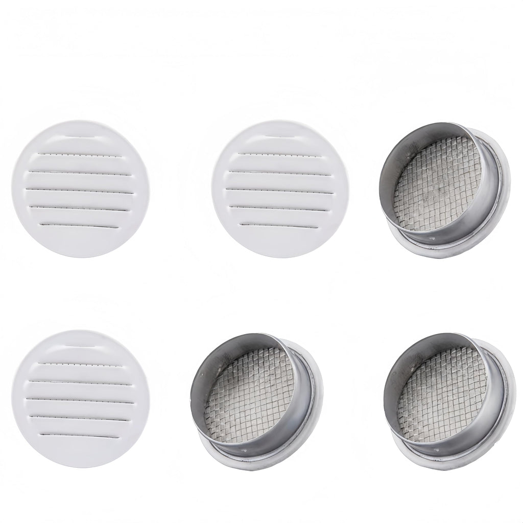 Round Aluminum Louver with Debris Screen, 2 Inches, White, 6-Pack Y744987