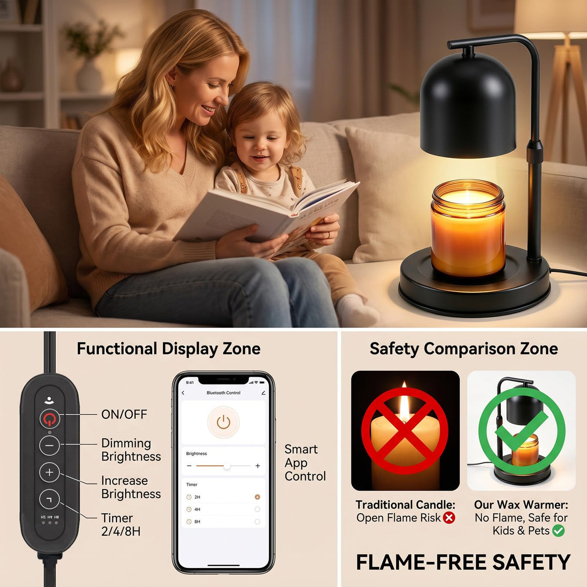 Adjustable Height App Controlled Candle Warmer Lamp with Timer L66569