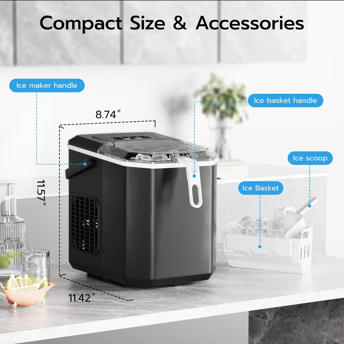 Black 26Lbs/24H Countertop Ice Maker X38213