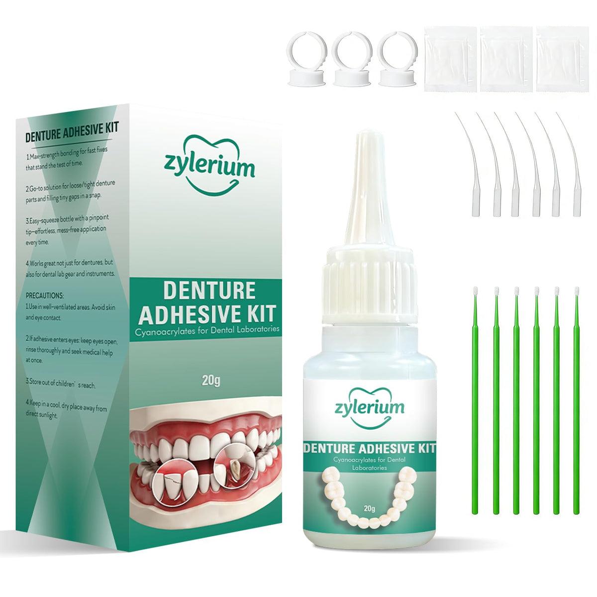 Denture Repair Kit Dental Glue 0.7OZ U3962