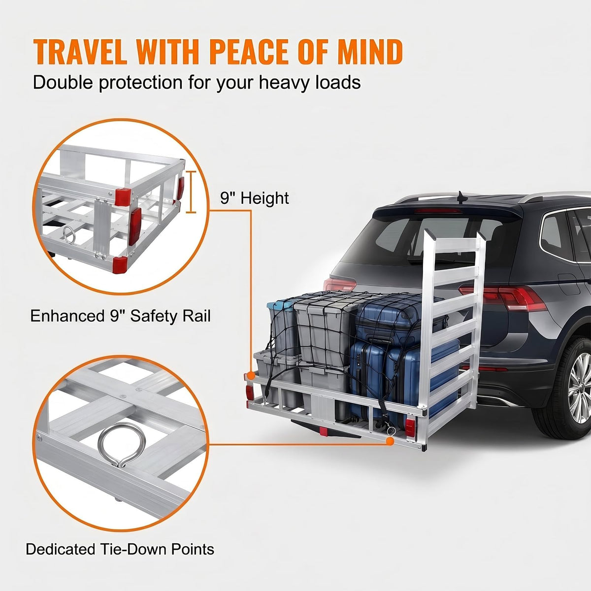 Hitch Mounted Cargo Carrier with Folding Ramp W669