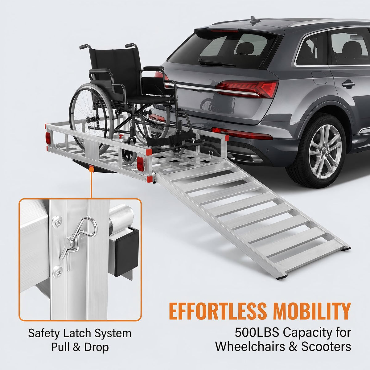 Hitch Mounted Cargo Carrier with Folding Ramp W669