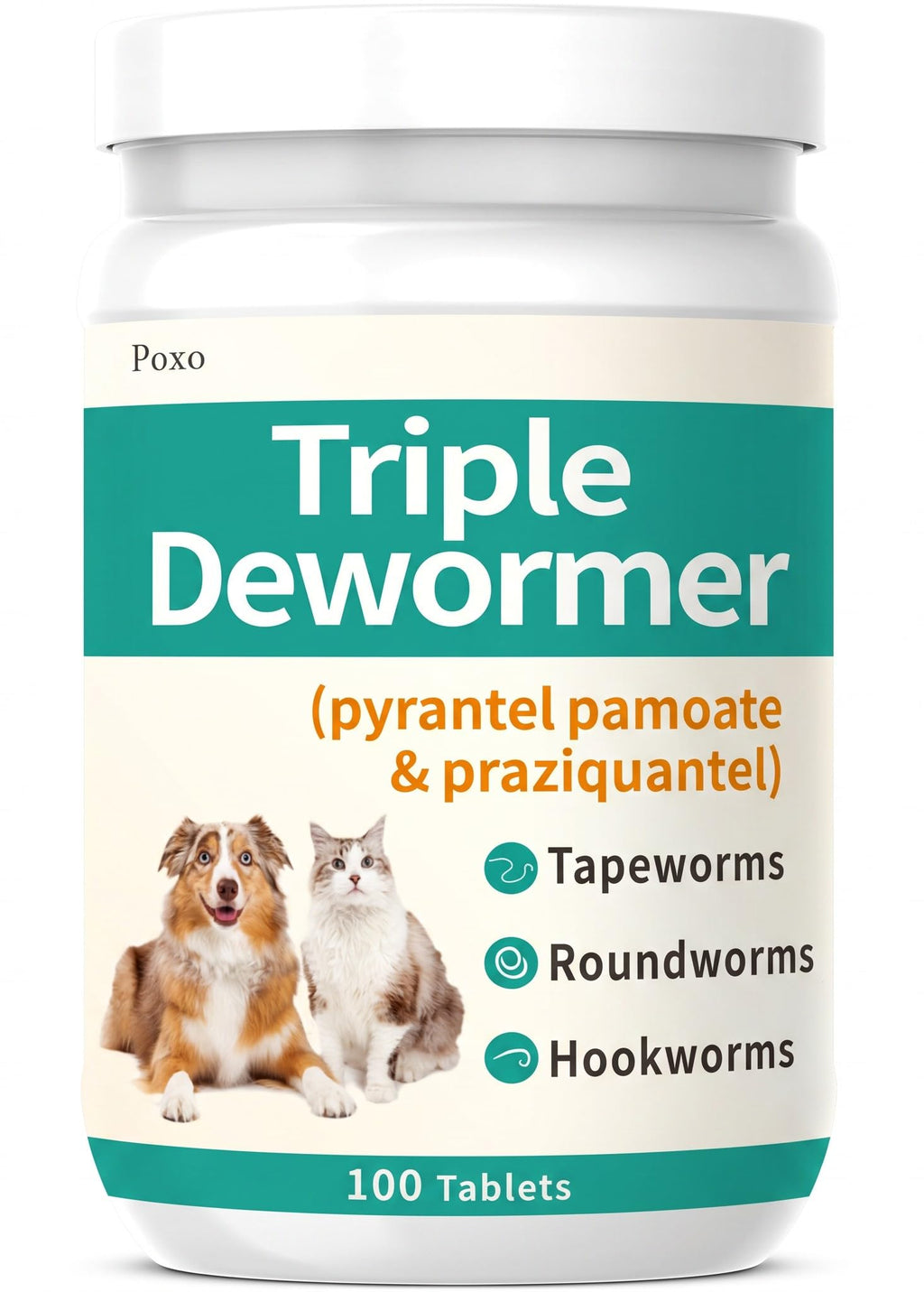 Pyrantel Pamoate and Praziquantel De-wormer Tablet for Dog & Cat 100 Tablets K664404