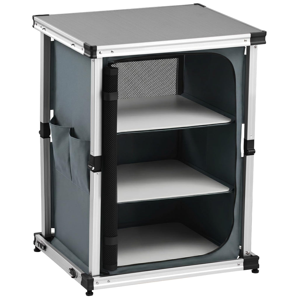 Folding Camping Storage Cabinet with 3 Shelves and Carry Bag Q656874