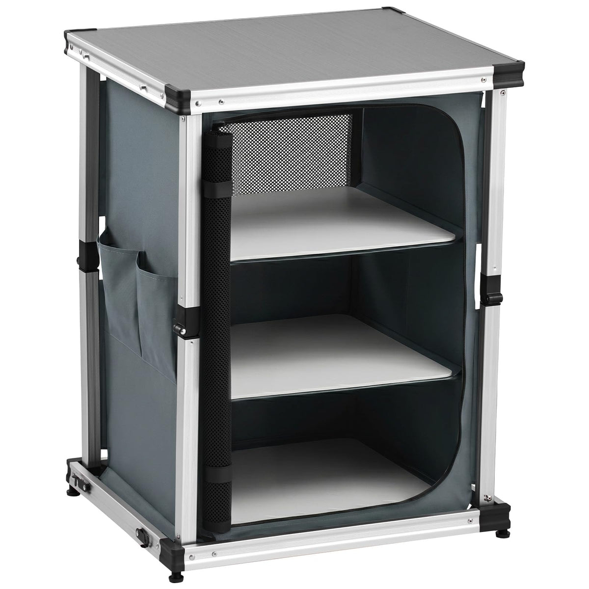 Folding Camping Storage Cabinet with 3 Shelves and Carry Bag Q656874