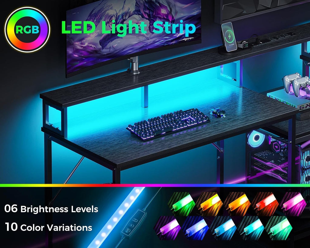 98'' 2 Person Gaming Desk with LED Lights V90348