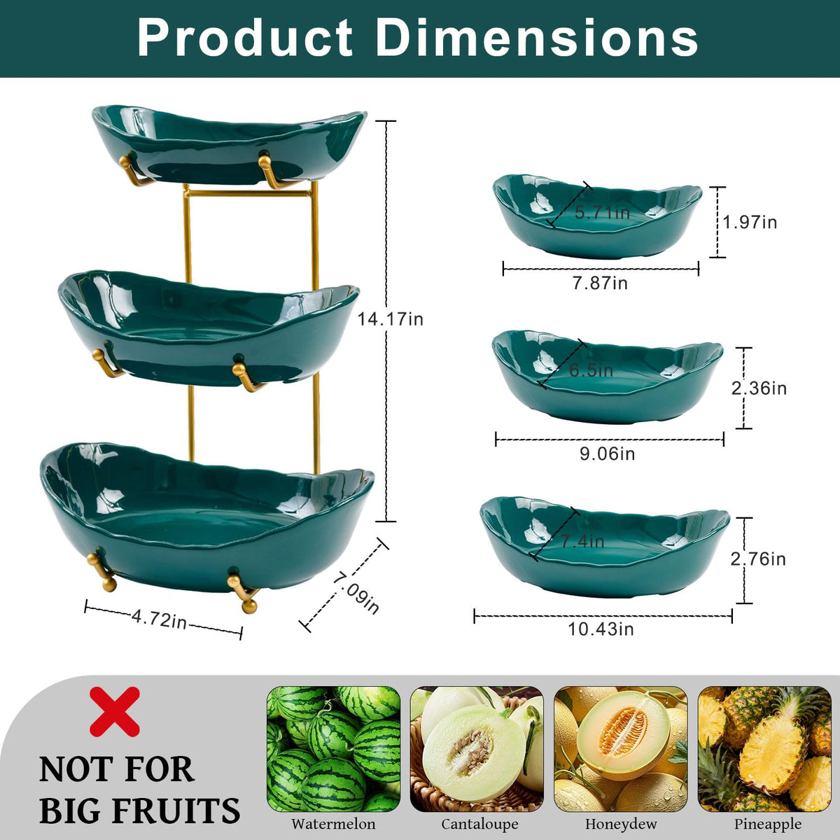 Ceramic 3 Tier Fruit Bowl F326