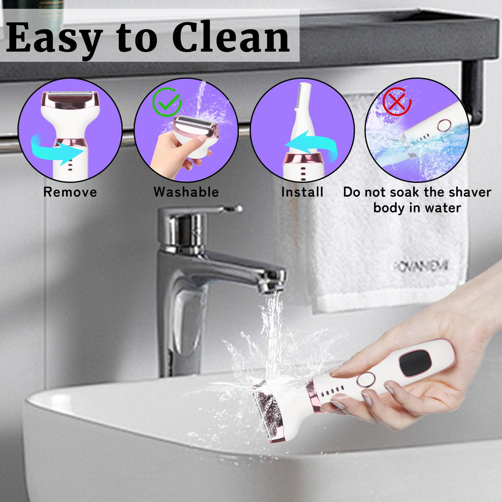Pink White Rechargeable 4 in 1 Wet & Dry Electric Razor V5572
