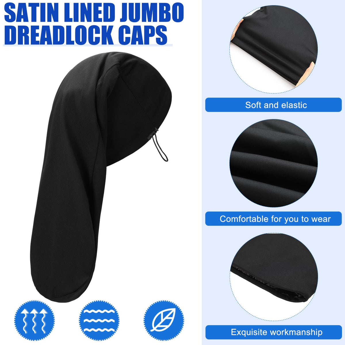 2 Pcs Dreadlock Sleep Cap T566