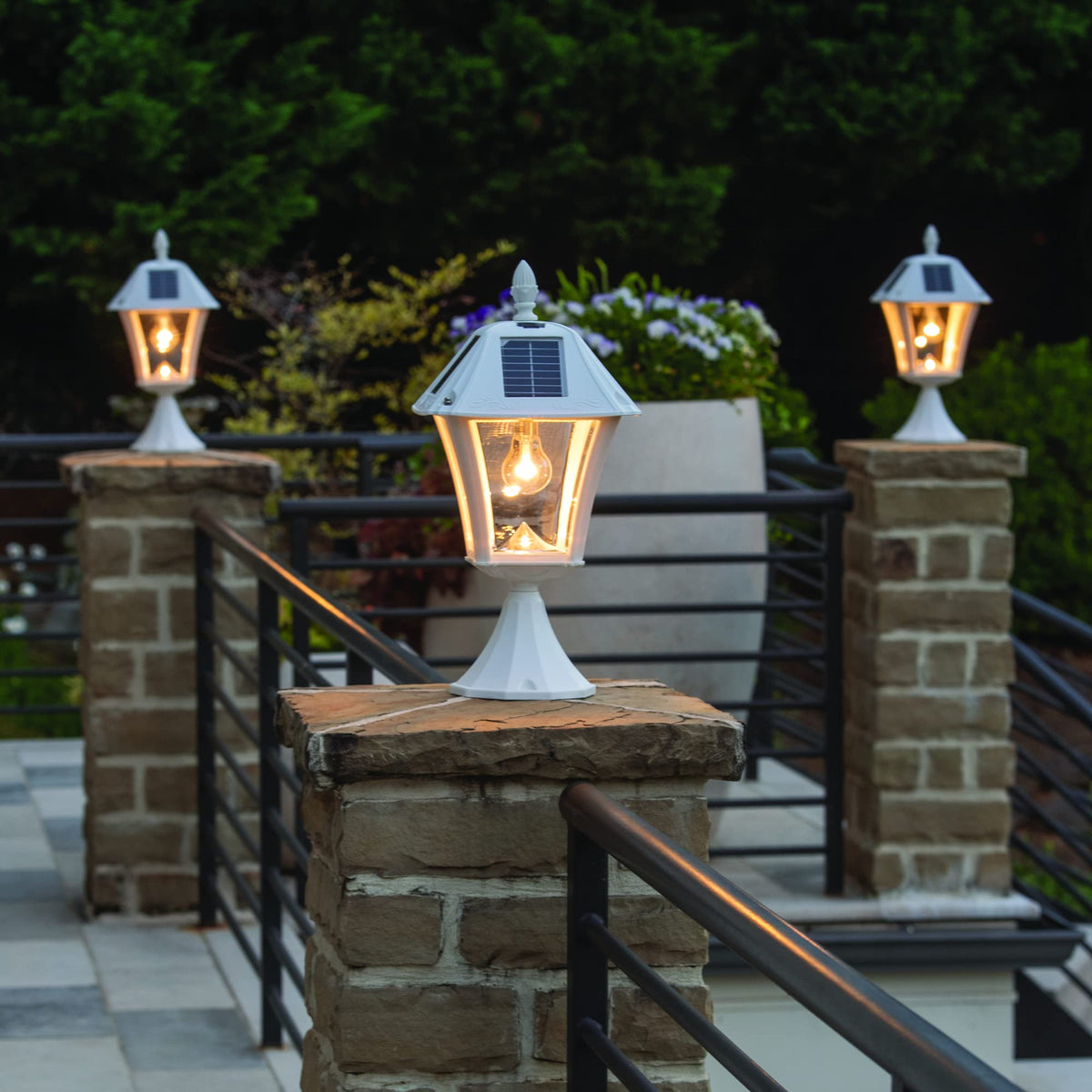 White Outdoor Solar Post Light with 3 Mounting Options T250746